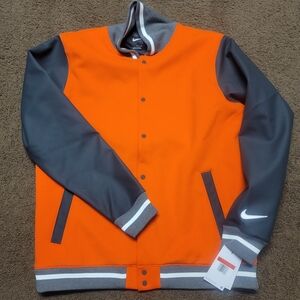 Nike Team Varsity Football Letterman Bomber Jacket Orange DJ5971-820 Mens L